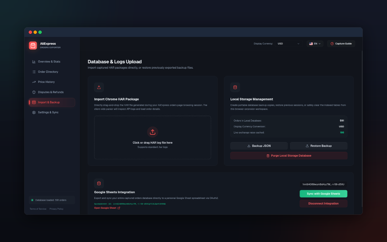 HAR Import & Backup