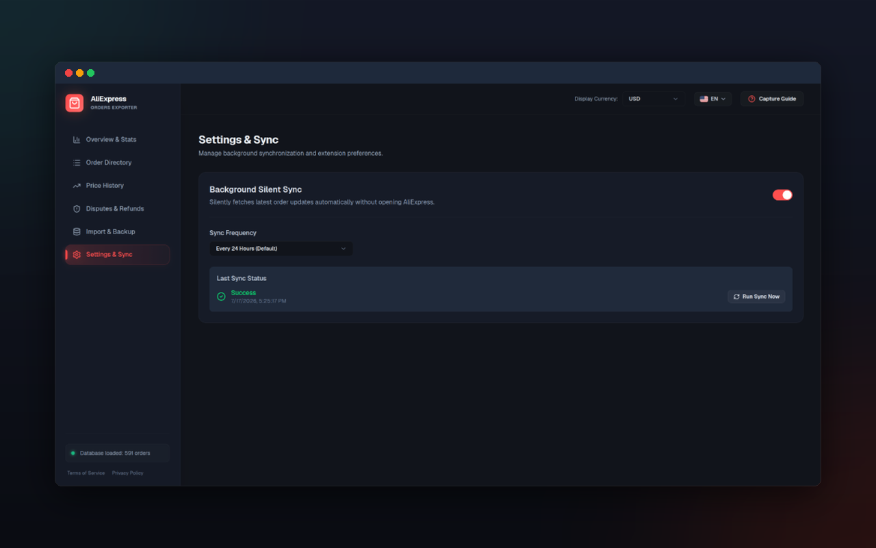 Background Sync & Settings